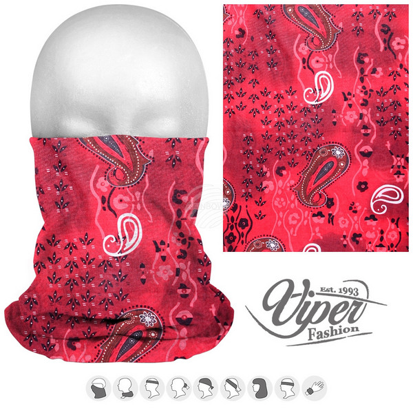 Viper Fashion 9in1 Mikrokuitukangas Putkihuivi, punainen paisley